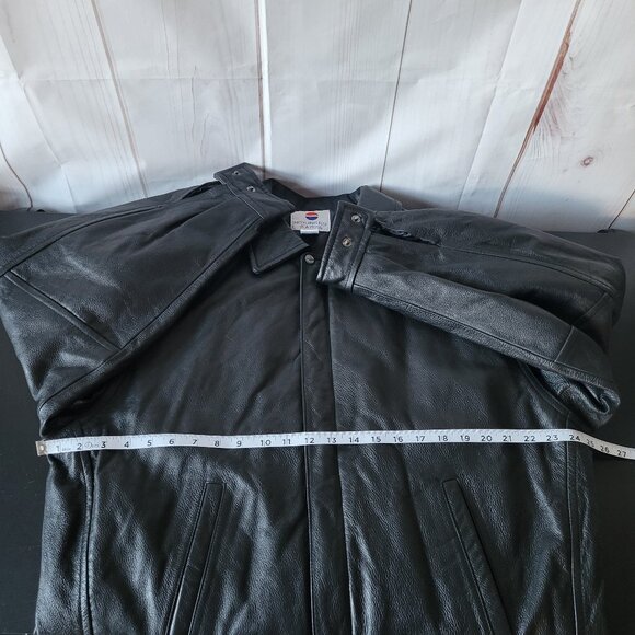 Vintage 90’s PEPSI Men’s L Classic Black Leather Bomber Jacket, Lined, NWOT - Picture 10 of 11